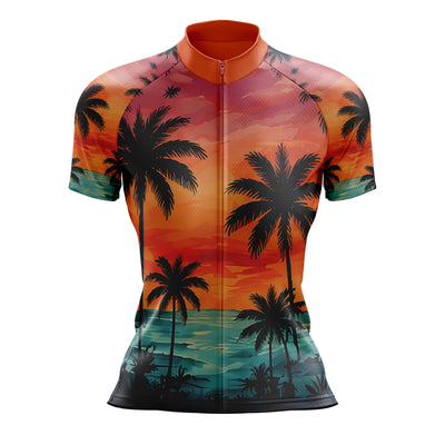 Jersey de ciclismo de gradiente rosado de mujeres