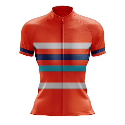 Jersey de ciclismo de gradiente rosado de mujeres