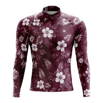 Men's Burgundy Floral Long Sleeve Cycling Jersey 26/18