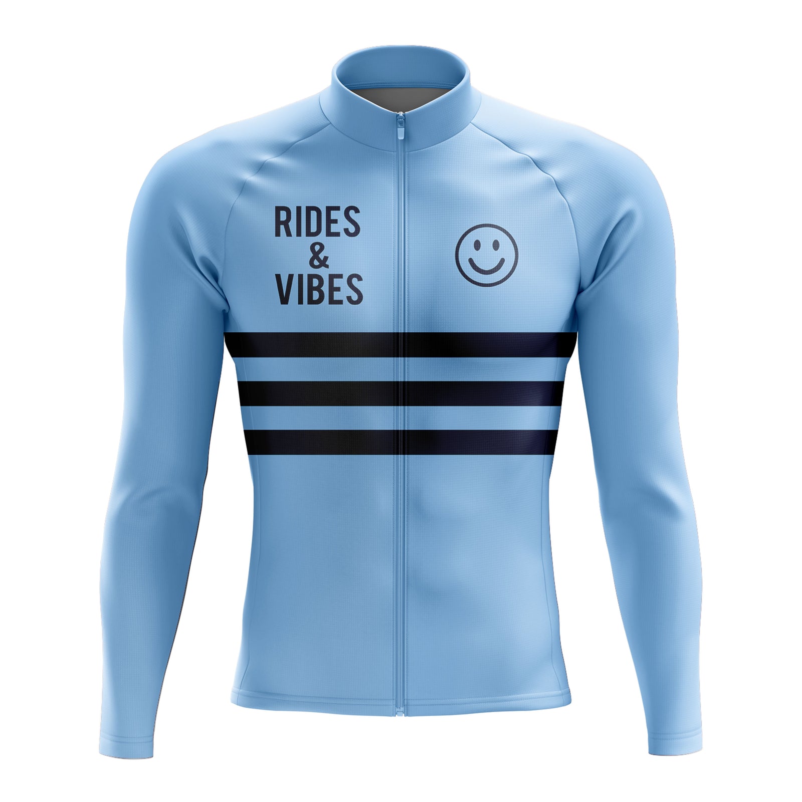 Men's Rides & Vibes Long Sleeve Cycling Jersey - Light Blue