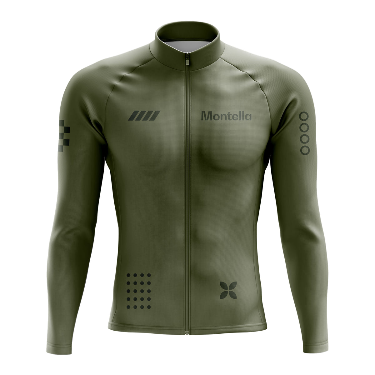 Men's Olive Green Long Sleeve Cycling Jersey