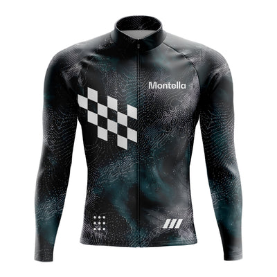 Jersey de ciclismo de manga de ángulo negro de los hombres
