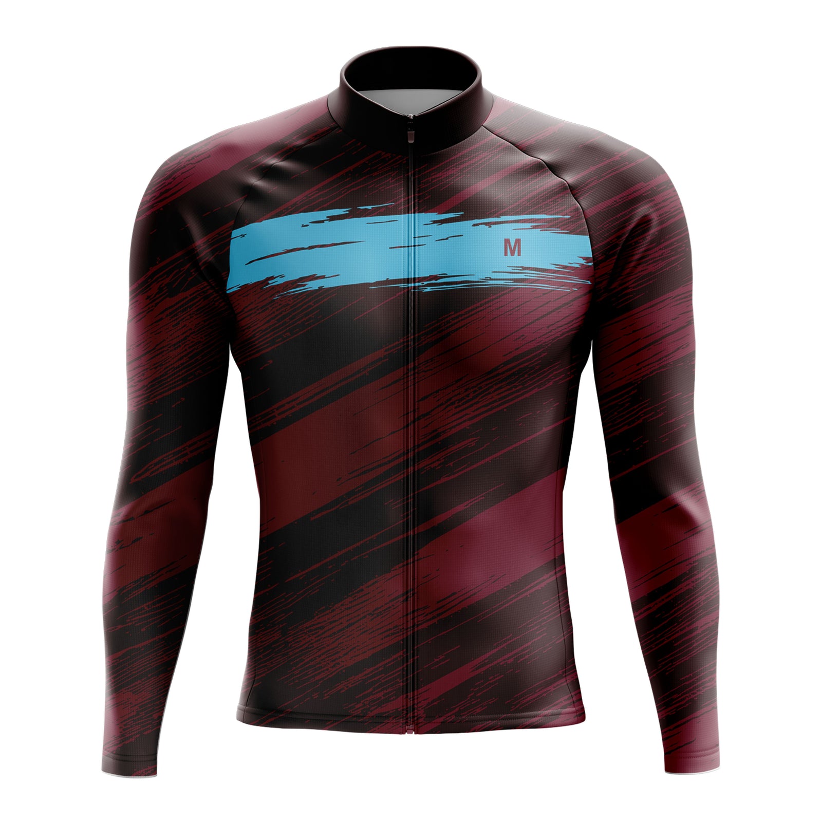 Men's Burgundy Long Sleeve Cycling Jersey 26/17