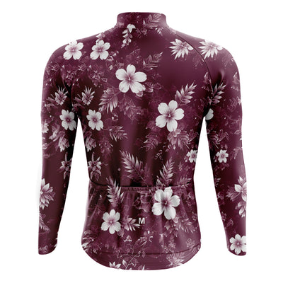 Men's Burgundy Floral Long Sleeve Cycling Jersey 26/18