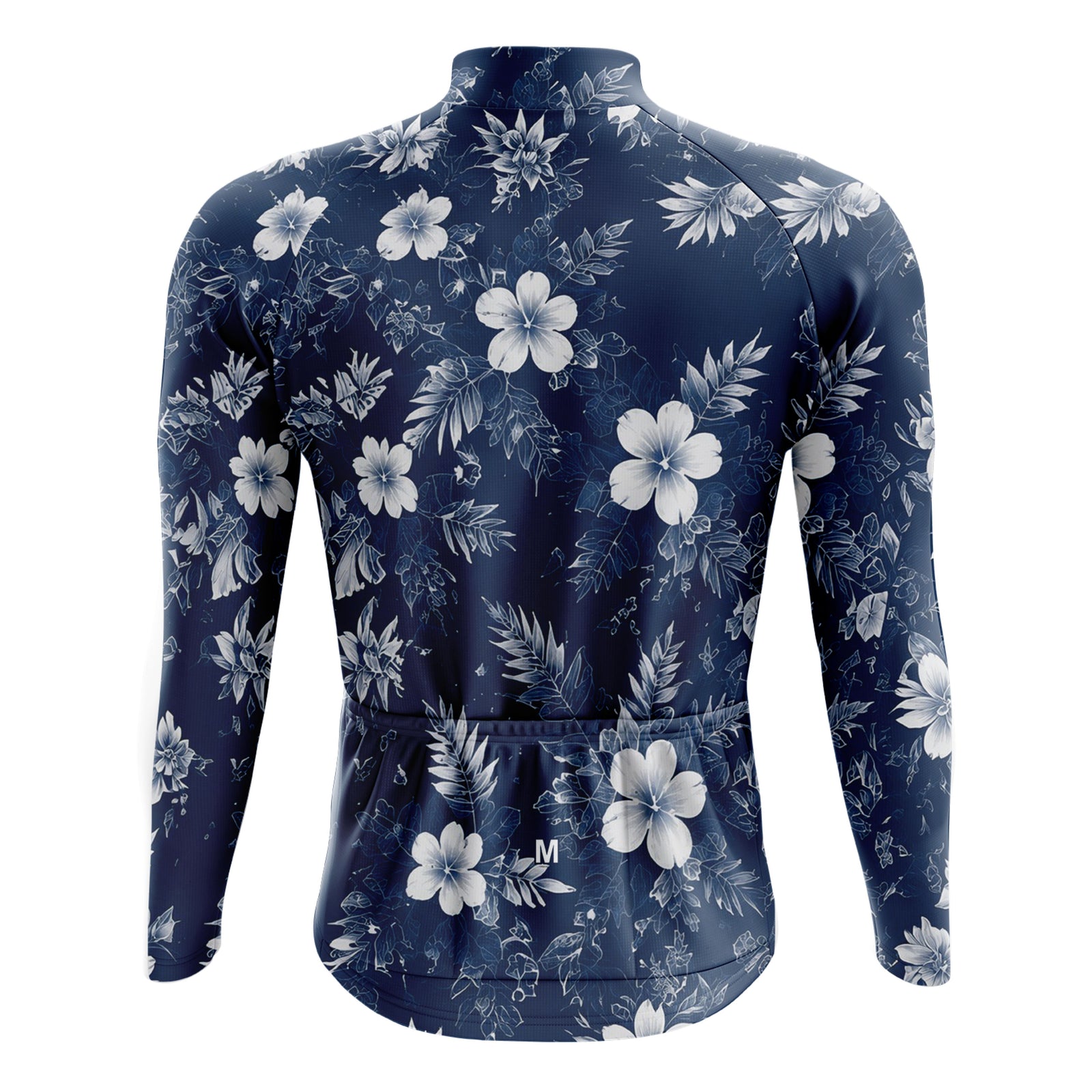 Men's Blue Floral Long Sleeve Cycling Jersey 26/19