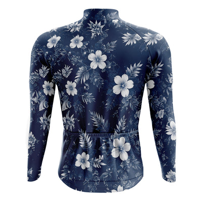 Men's Blue Floral Long Sleeve Cycling Jersey 26/19