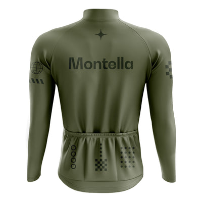 Men's Olive Green Long Sleeve Cycling Jersey