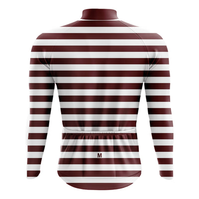 Men's Burgundy Lines Long Sleeve Cycling Jersey 26/15