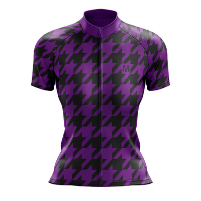 Women's Purple Houndstooth Cycling Jersey