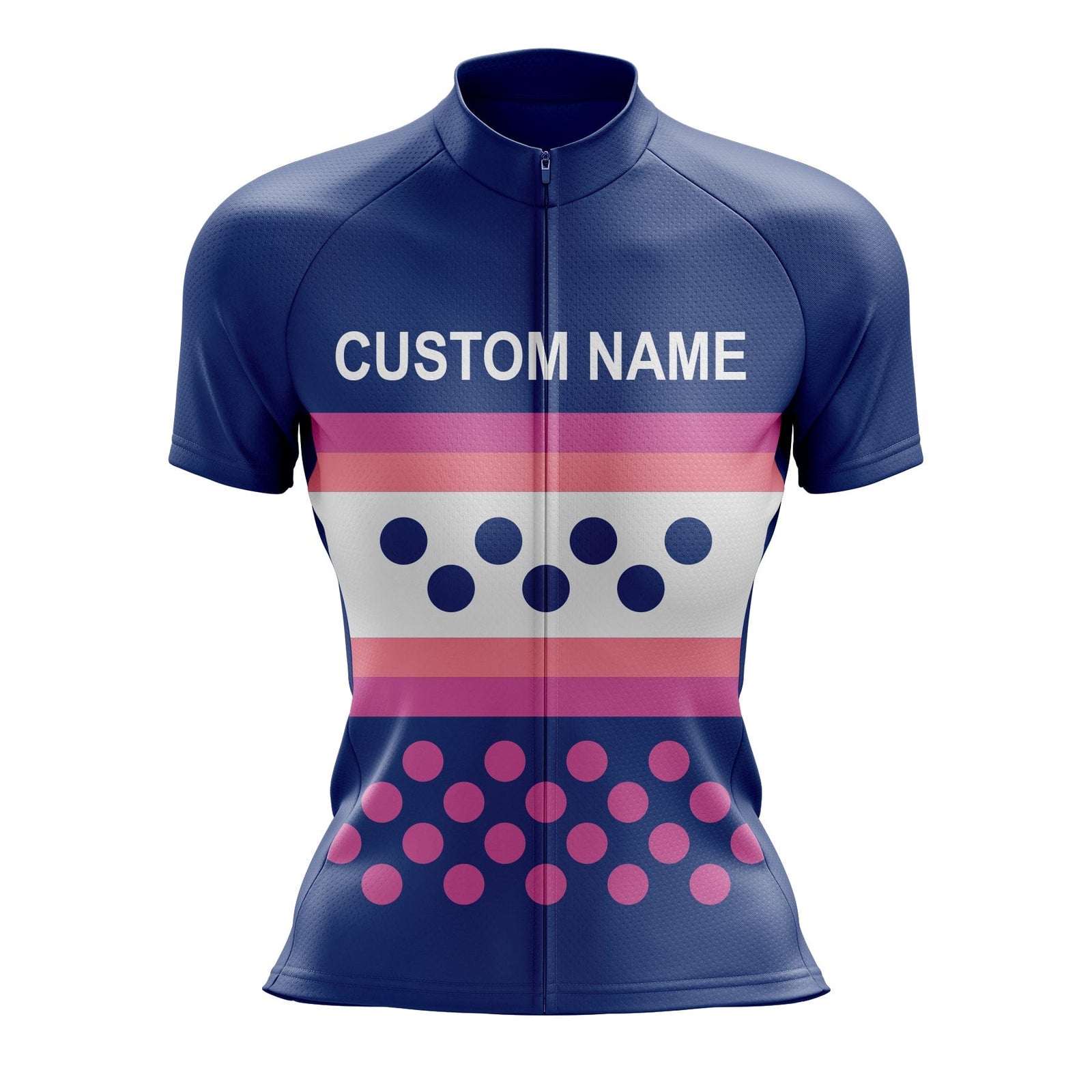 Custom Women Cycling Jersey - Blue with customizable team name and breathable, quick-dry fabric for comfortable rides.