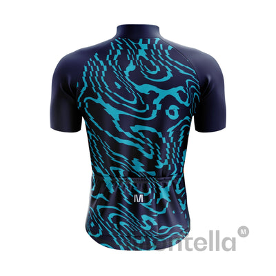 Men's Blue Wave Dots Cycling Jersey