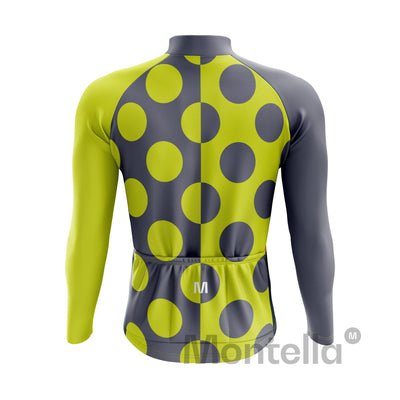 Men's Green Dots Long Sleeve Cycling Jersey