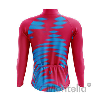 Men's Pink Long Sleeve Cycling Jersey