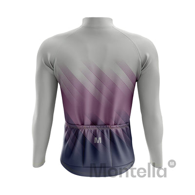 Men's Grey Purple Long Sleeve Cycling Jersey