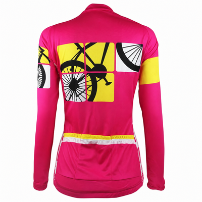 Women's Pink Long Sleeve Cycling Jersey