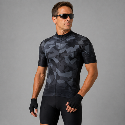 Men's Black Camouflage Cycling Jersey
