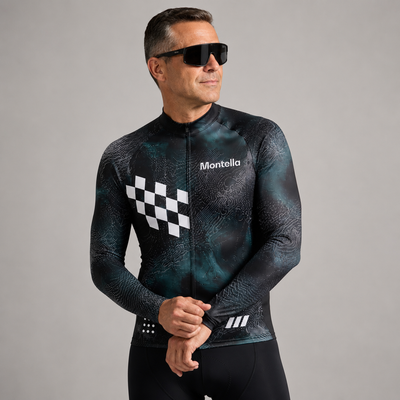 Jersey de ciclismo de manga de ángulo negro de los hombres