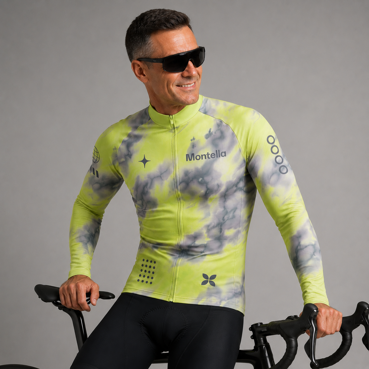 Jersey de ciclismo de manga de ángulo negro de los hombres