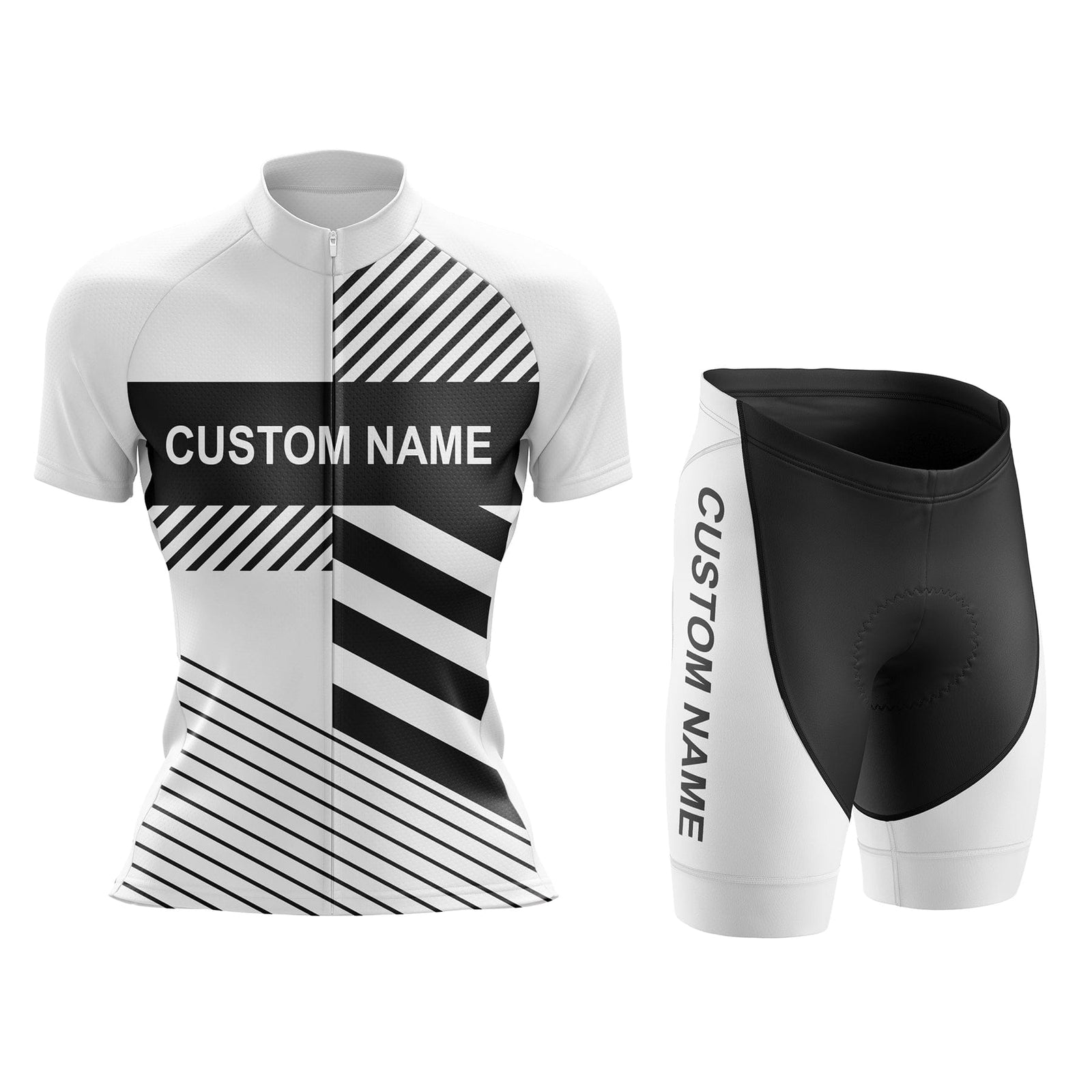 Custom Women Cycling Jersey or Shorts - White Black