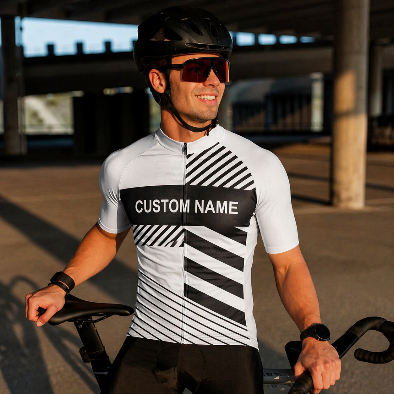 Custom Cycling Jersey White Black