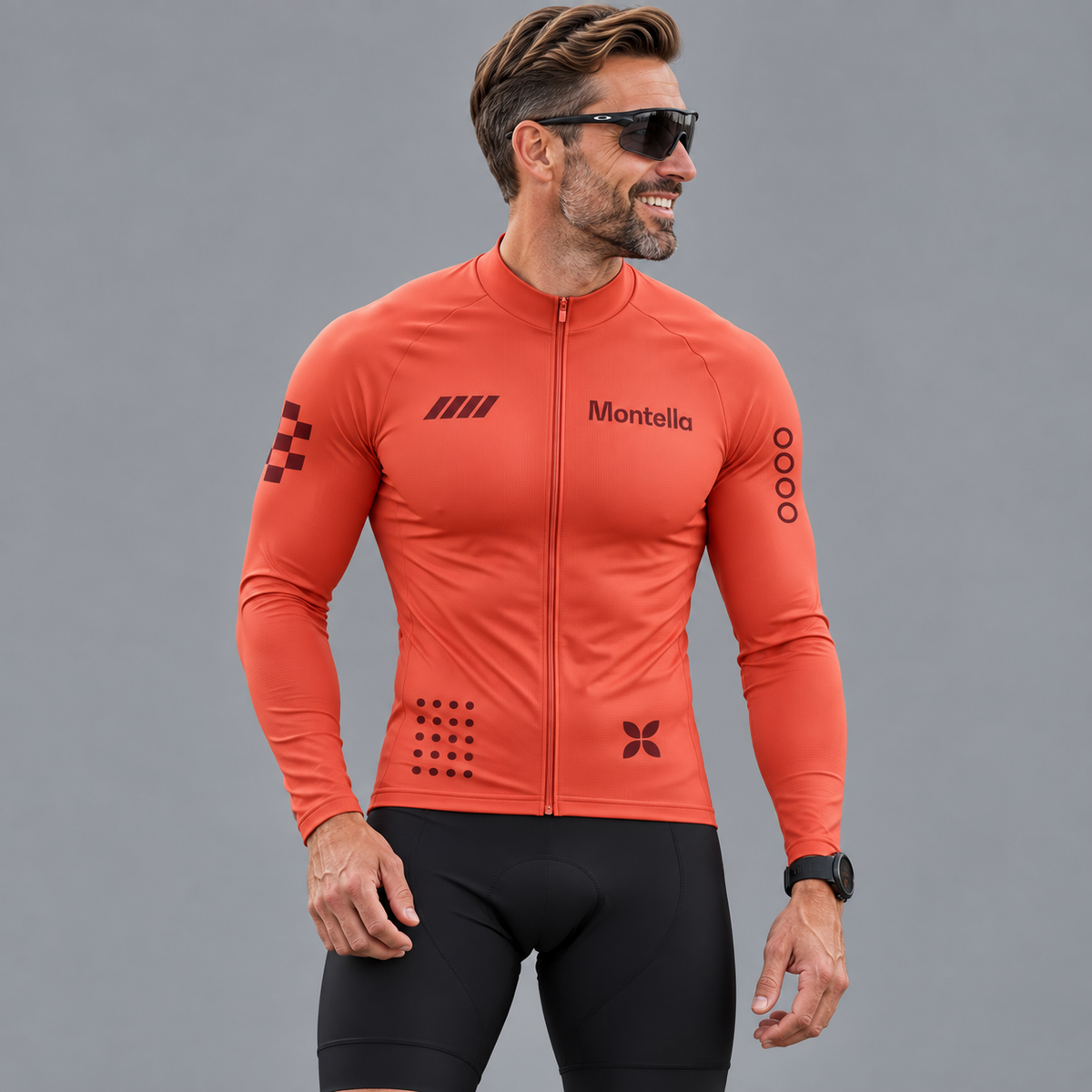 Men's Coral Long Sleeve Cycling Jersey