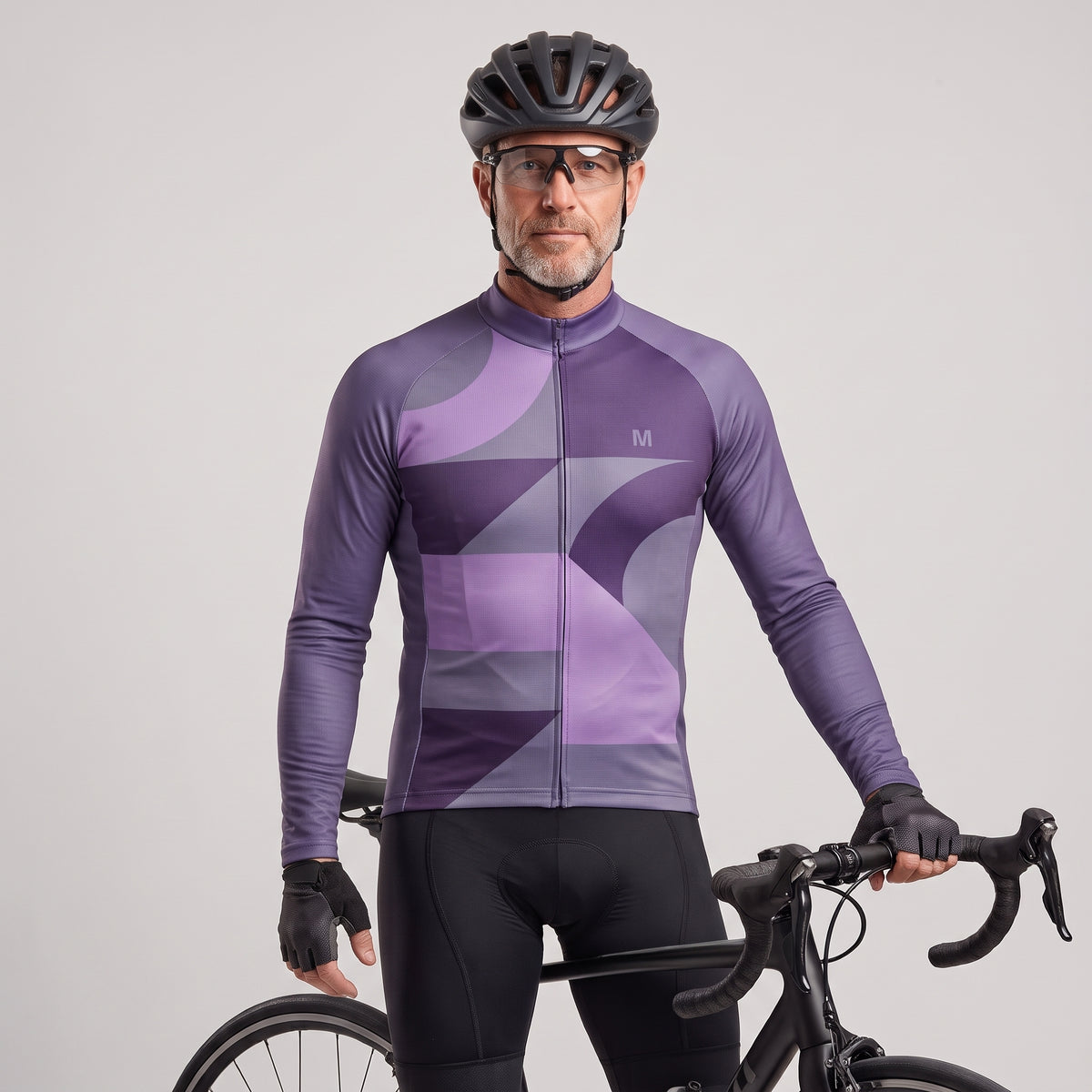 Jersey de ciclismo de manga de ángulo negro de los hombres