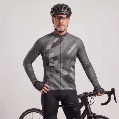 Jersey de ciclismo de manga de ángulo negro de los hombres