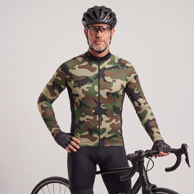 Camiseta de ciclismo de manga larga de camuflaje masculino