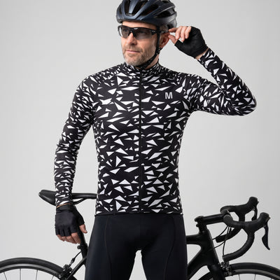 Jersey de ciclismo de manga de ángulo negro de los hombres