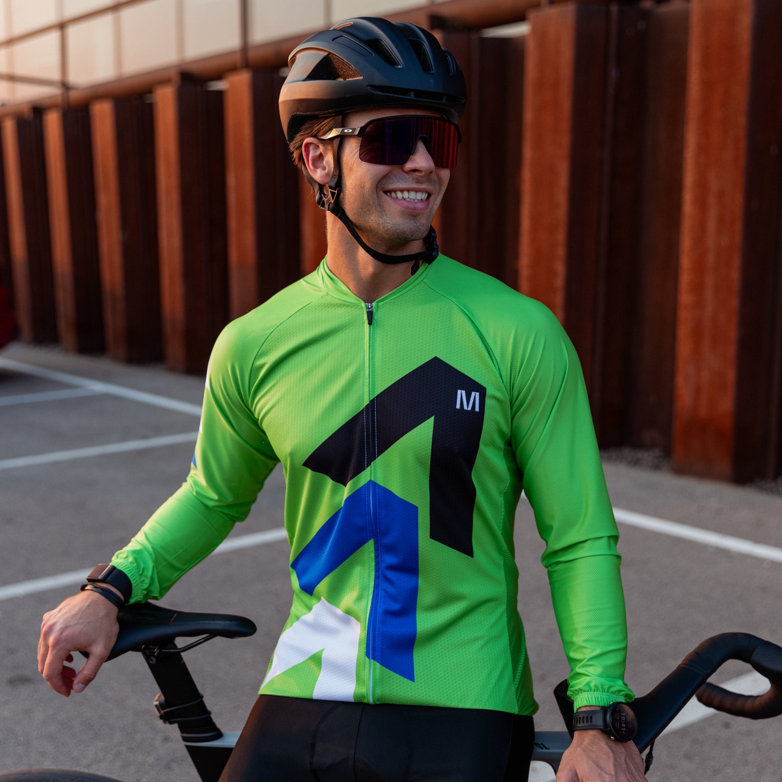 Men's Green Arrows Long Sleeve Cycling Jersey