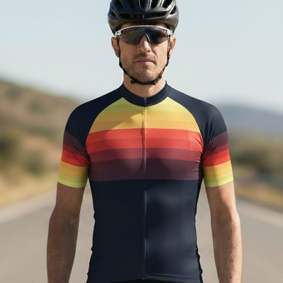 Men's Black Orange Cycling Jersey