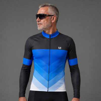 Men's Blue Arrows Long Sleeve Cycling Jersey