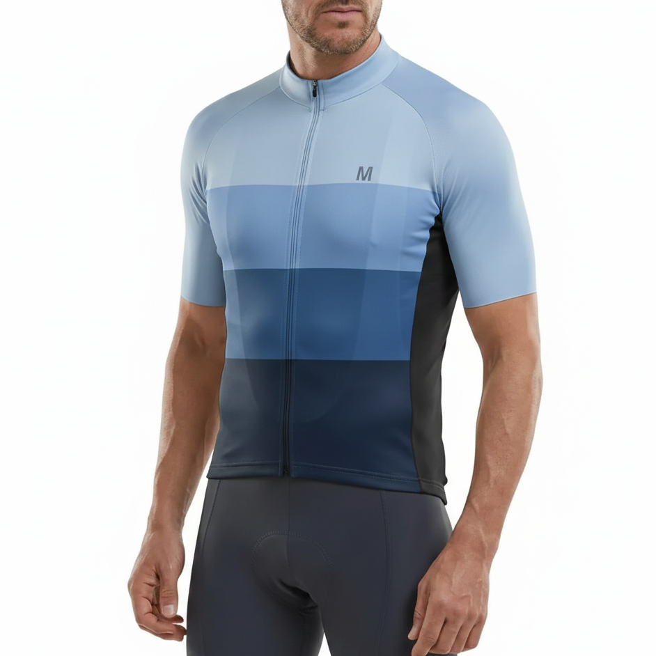 Men's Blue Match Cycling Jersey