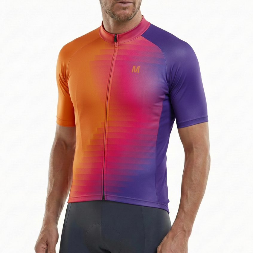 Men's Orange Purple Cycling Jersey