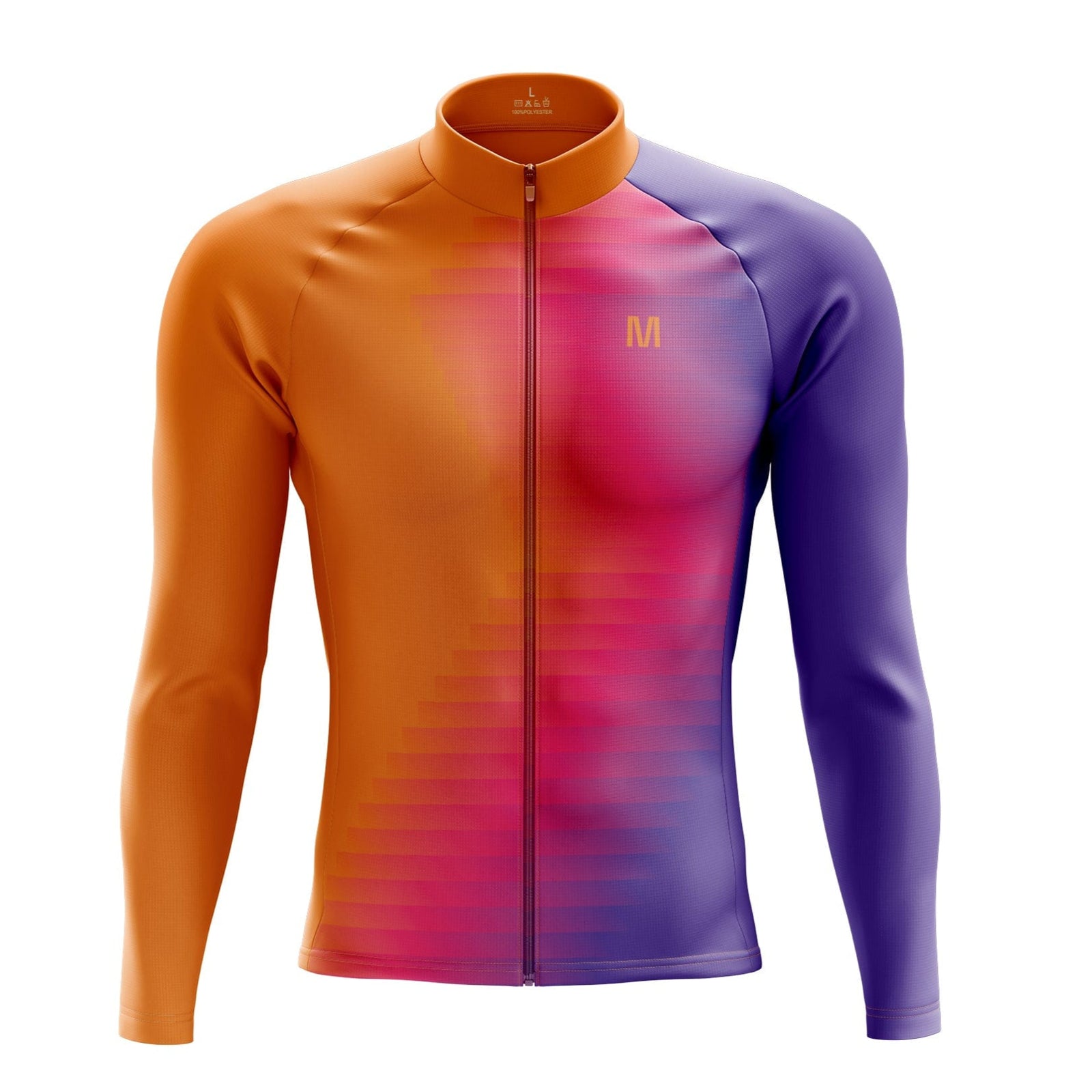 Men's Orange Gradient Thermal Fleece Cycling Jacket