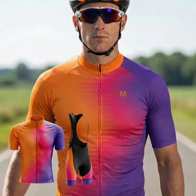 Men's Orange Purple Cycling Jersey or Bib Shorts