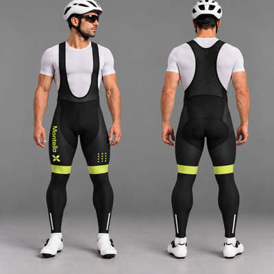 Men’s Padded Cycling Bib Pants Tights - Black 26/20