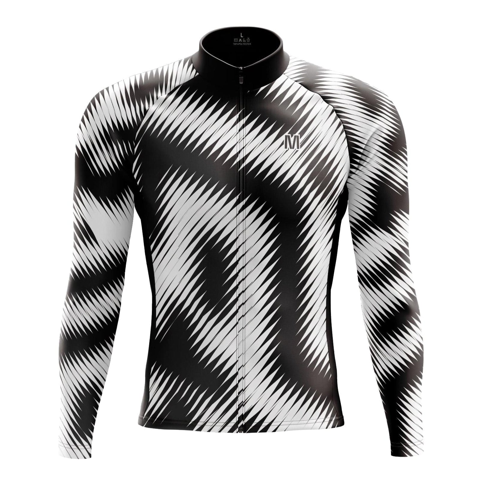 Men's White Black Thermal Fleece Cycling Jacket