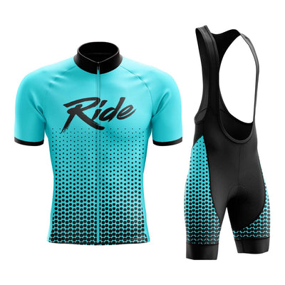Men's Aqua Blue Ride Cycling Jersey or Bib Shorts