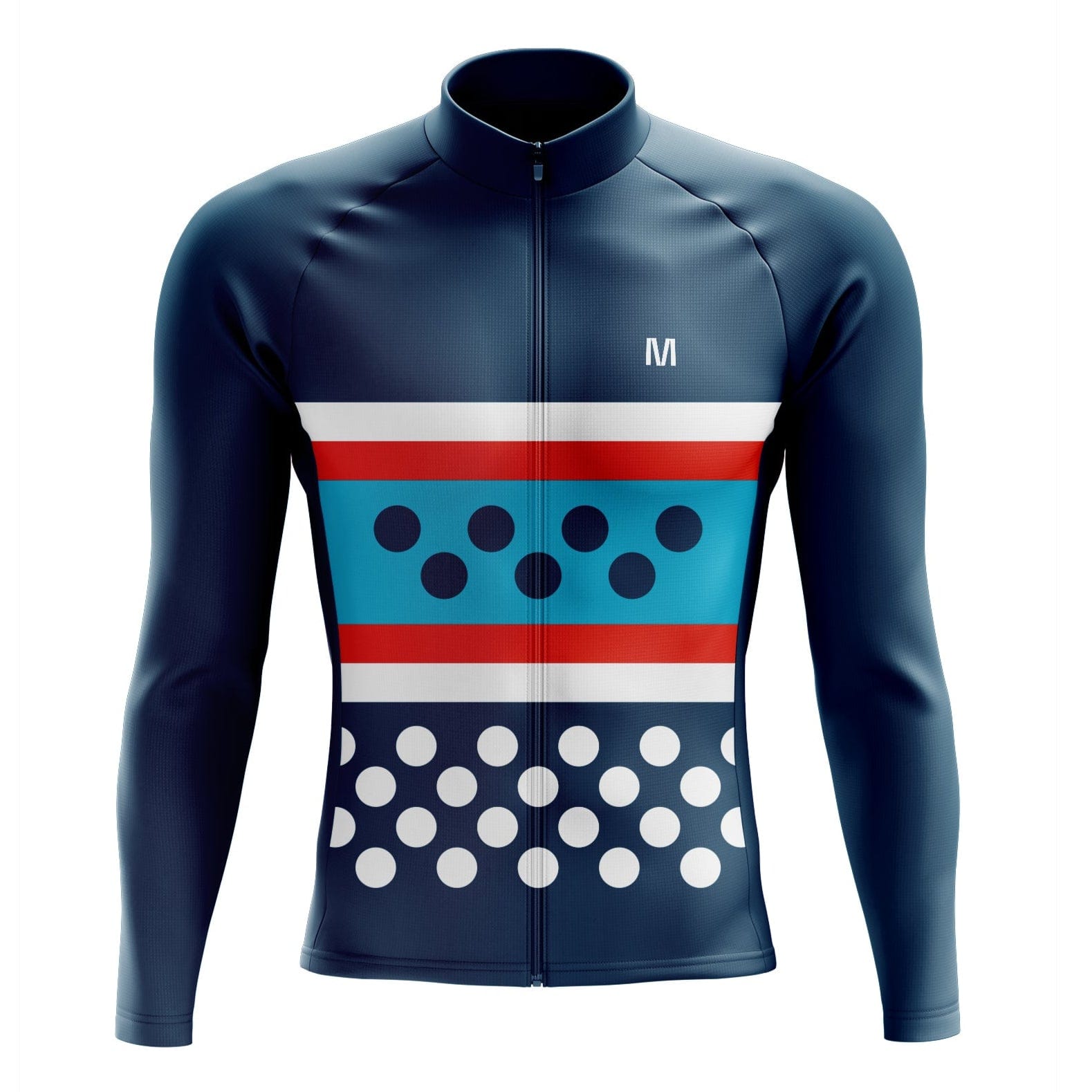 Men's Blue Dots Long Sleeve Cycling Jersey