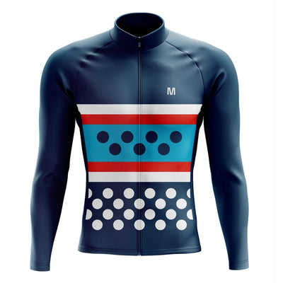Men's Blue Dots Long Sleeve Cycling Jersey