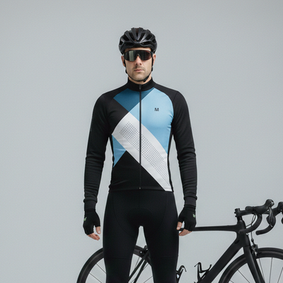Men's Blue Flex Thermal Fleece Cycling Jacket