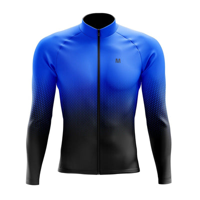 Men's Blue Gradient Thermal Fleece Cycling Jacket