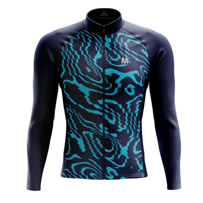 Men's Blue Wave Thermal Fleece Cycling Jacket