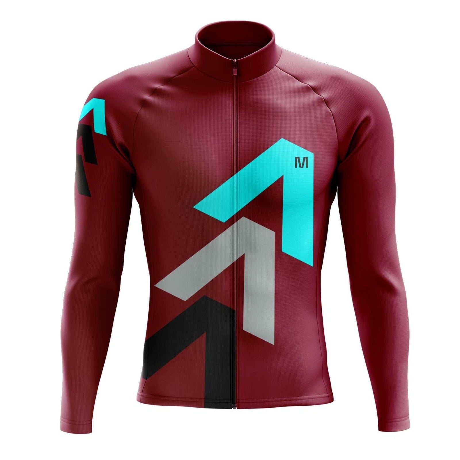 Men's Burgundy Arrows Long Sleeve Cycling Jersey