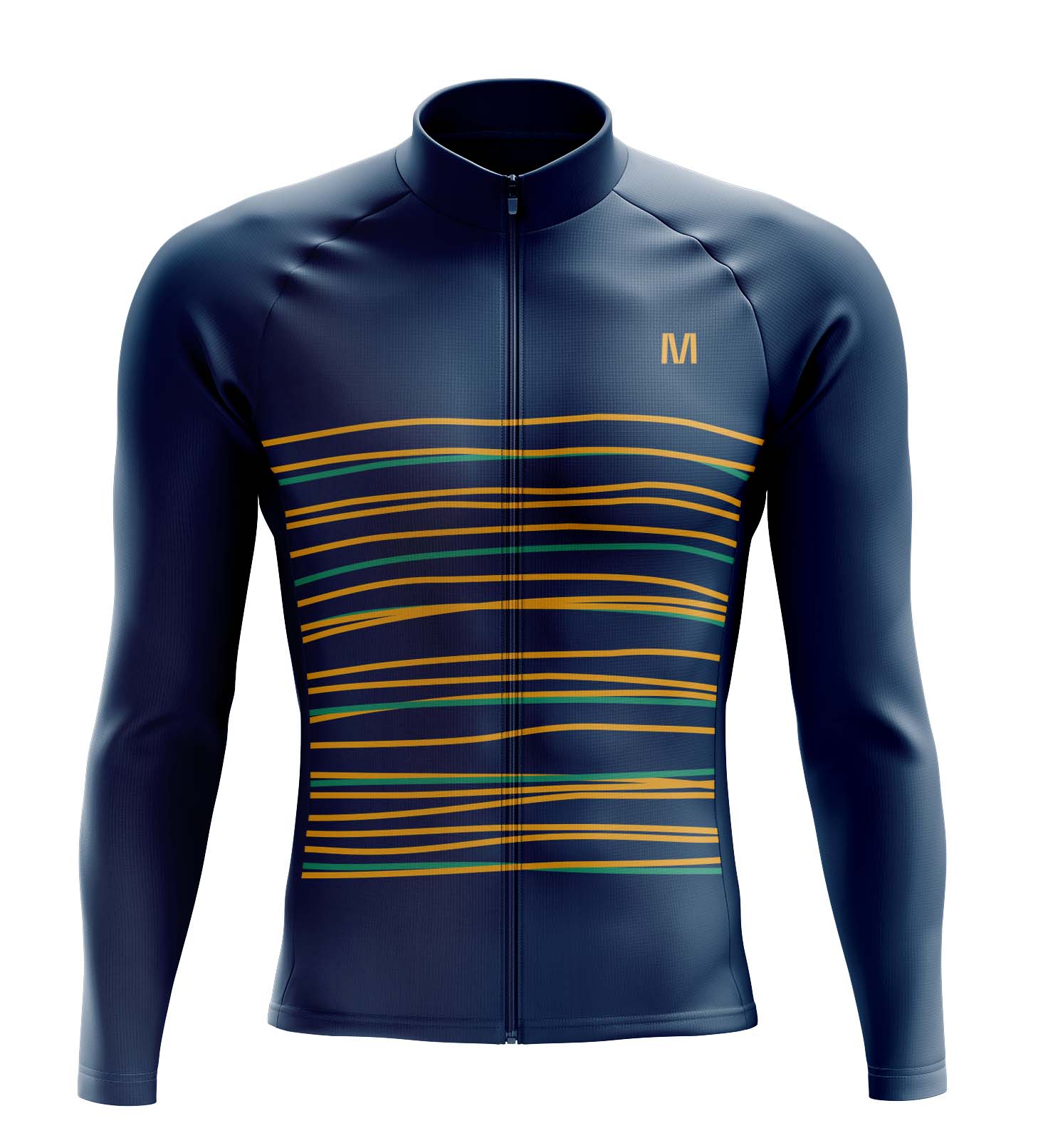 Men's Dark Blue Long Sleeve Cycling Jersey