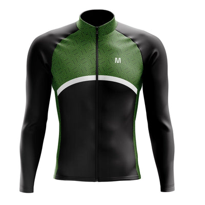 Men's Black Green Thermal Fleece Cycling Jacket