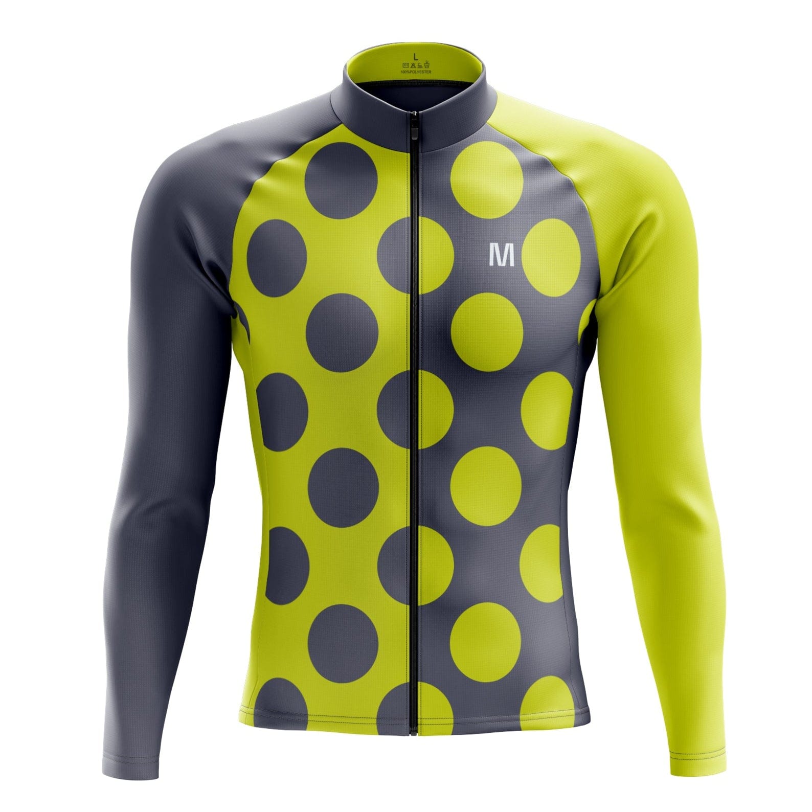 Men's Green Dots Long Sleeve Cycling Jersey