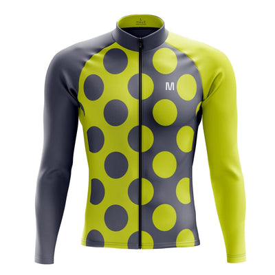 Men's Green Dots Long Sleeve Cycling Jersey