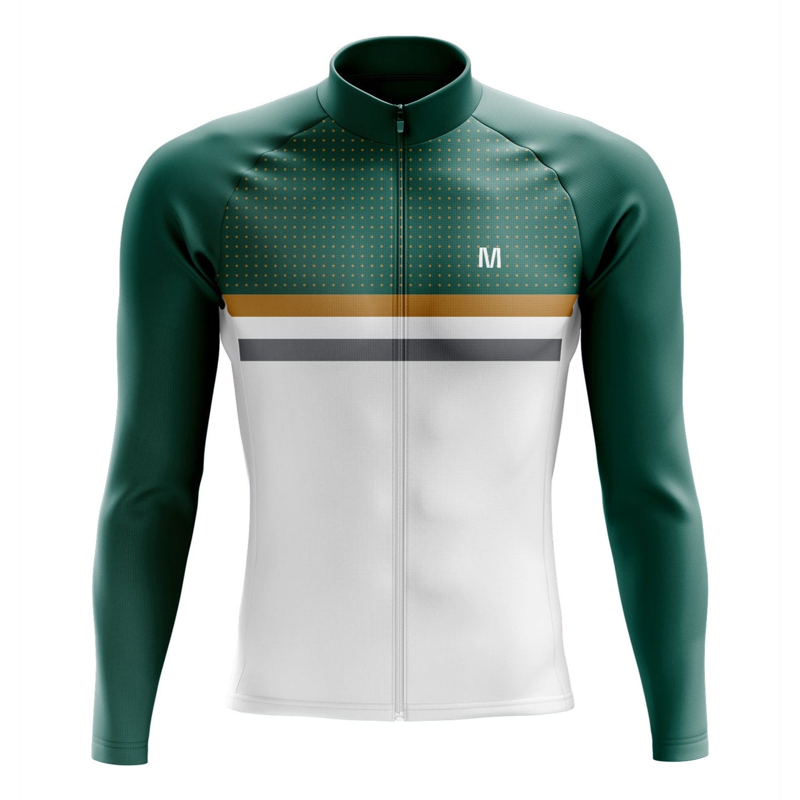 Men's Green White Long Sleeve Cycling Jersey
